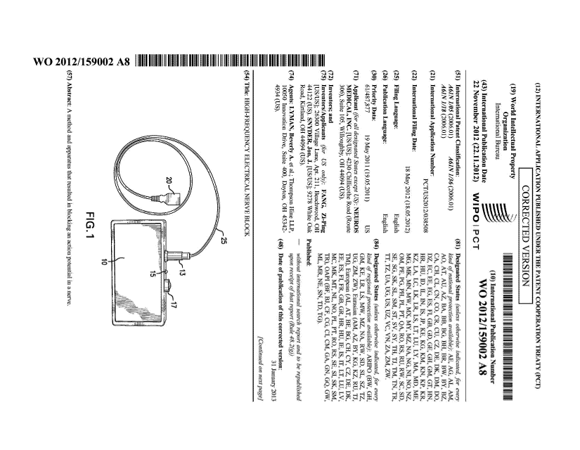 Document de brevet canadien 2834180. Abrégé 20131023. Image 1 de 2