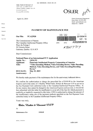 Document de brevet canadien 2834191. Taxes 20150415. Image 1 de 1
