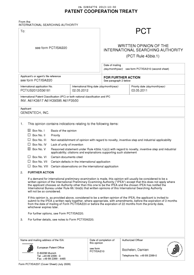Document de brevet canadien 2834776. PCT 20131030. Image 2 de 9