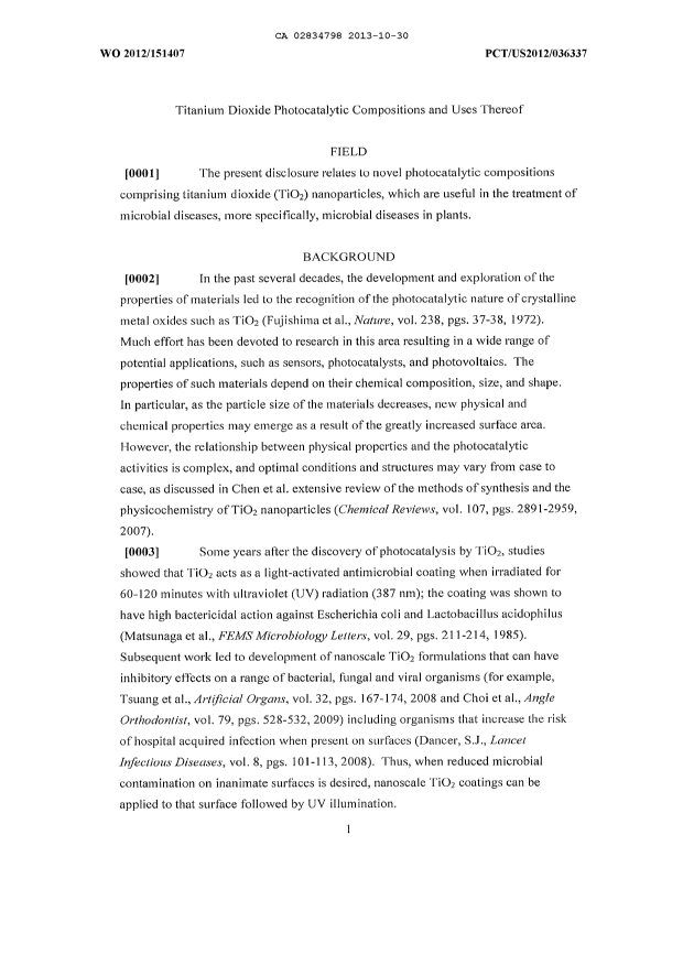 Canadian Patent Document 2834798. Description 20131030. Image 1 of 19
