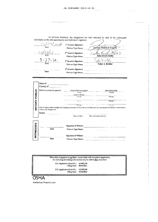Document de brevet canadien 2834880. Cession 20131031. Image 13 de 13