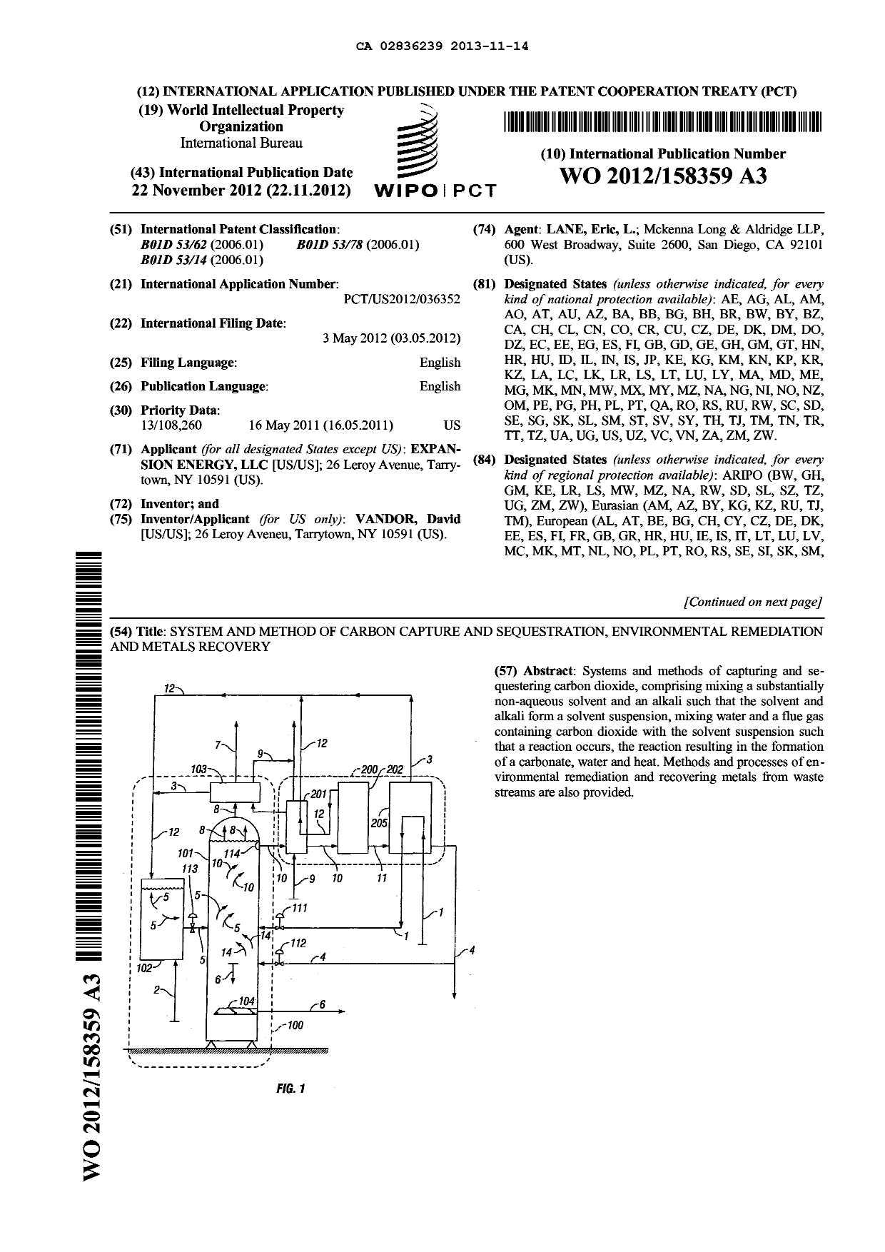 Document de brevet canadien 2836239. Abrégé 20131114. Image 1 de 2