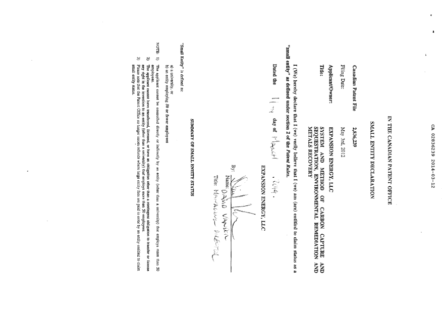 Document de brevet canadien 2836239. Correspondance 20140312. Image 2 de 2