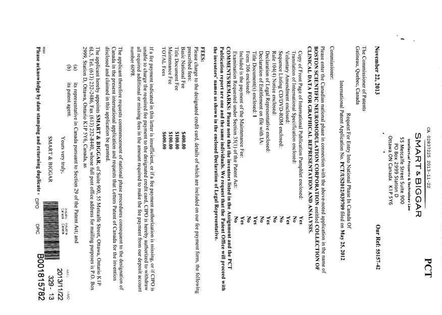 Document de brevet canadien 2837225. Cession 20131122. Image 1 de 7