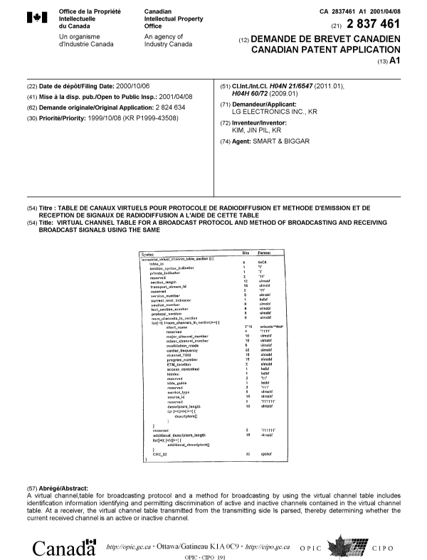Document de brevet canadien 2837461. Page couverture 20140203. Image 1 de 1