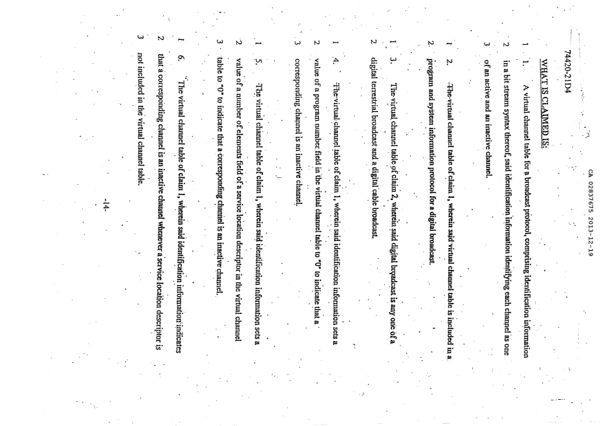 Document de brevet canadien 2837675. Revendications 20131219. Image 1 de 5