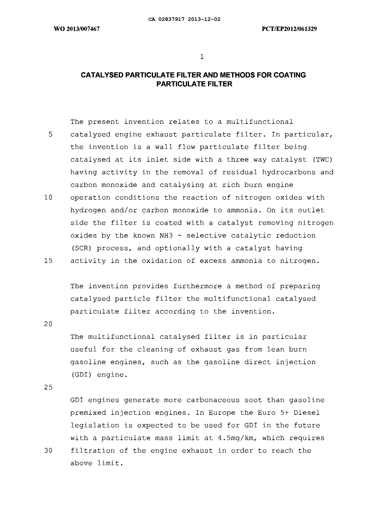 Document de brevet canadien 2837917. Description 20131202. Image 1 de 10