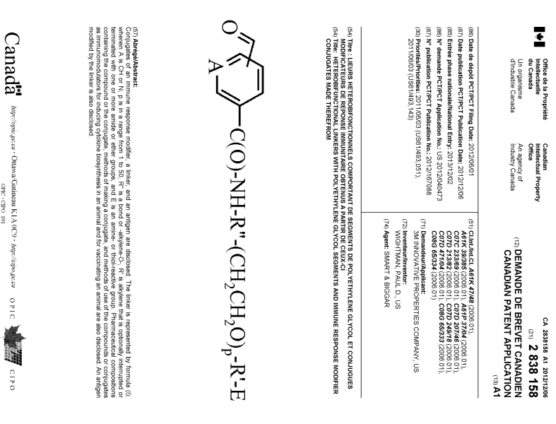Document de brevet canadien 2838158. Page couverture 20140120. Image 1 de 1