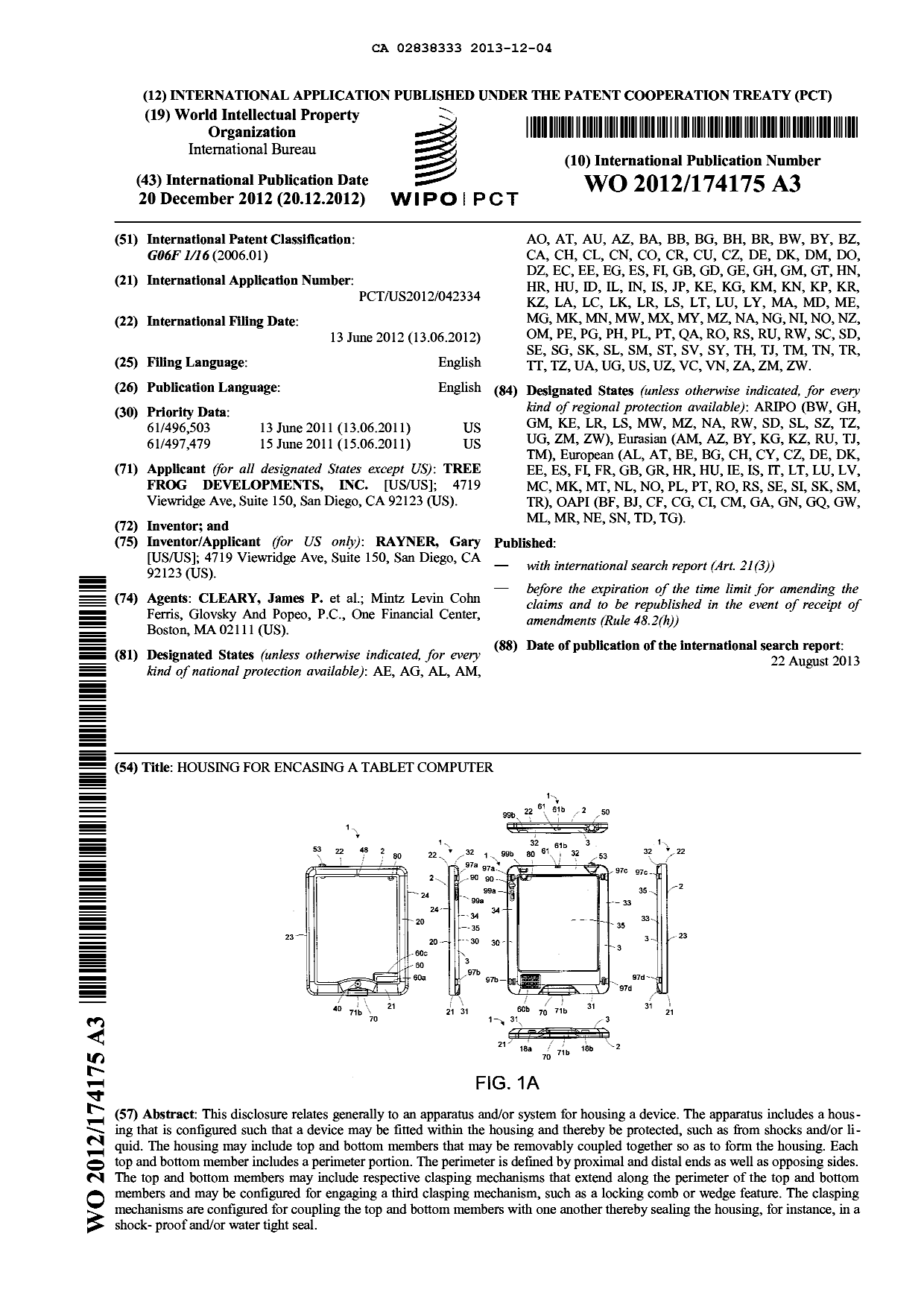 Document de brevet canadien 2838333. Abrégé 20131204. Image 1 de 1