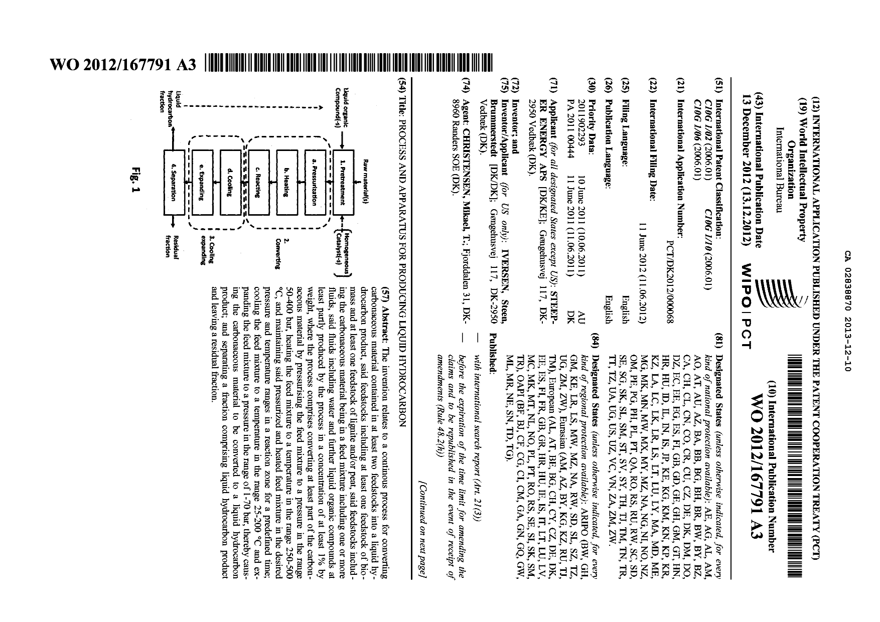 Document de brevet canadien 2838870. Abrégé 20121210. Image 1 de 2