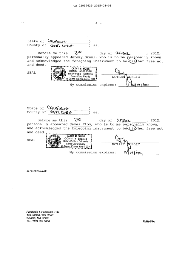 Document de brevet canadien 2839629. Cession 20150303. Image 5 de 5