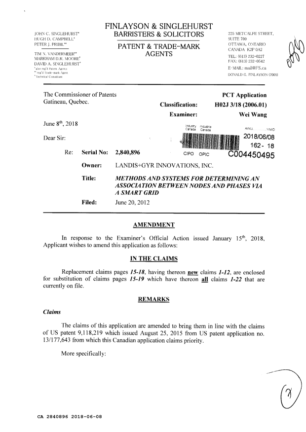 Document de brevet canadien 2840896. Modification 20180608. Image 1 de 7
