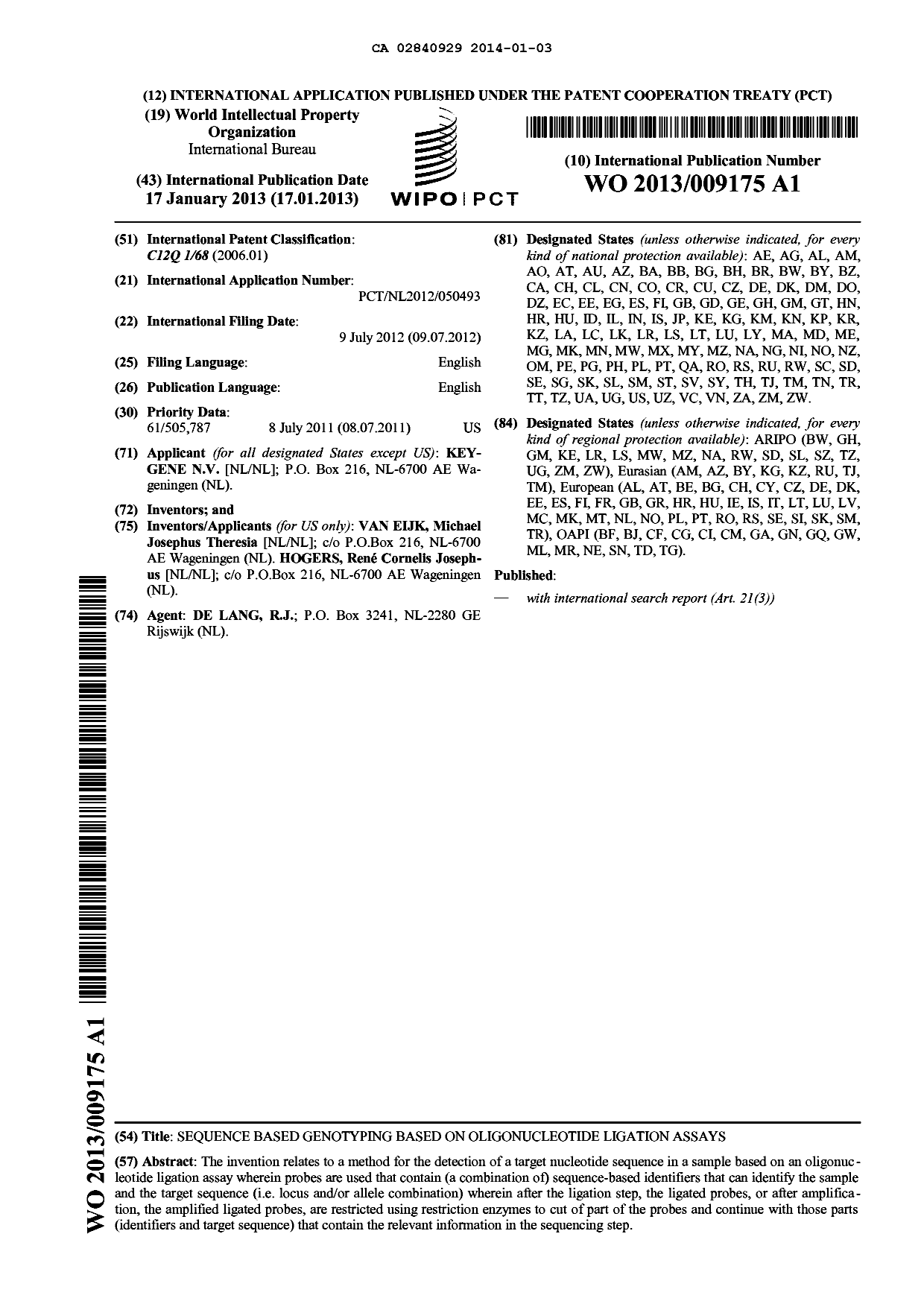 Document de brevet canadien 2840929. Abrégé 20140103. Image 1 de 1