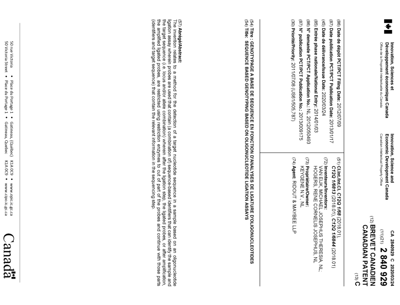 Document de brevet canadien 2840929. Page couverture 20200317. Image 1 de 1