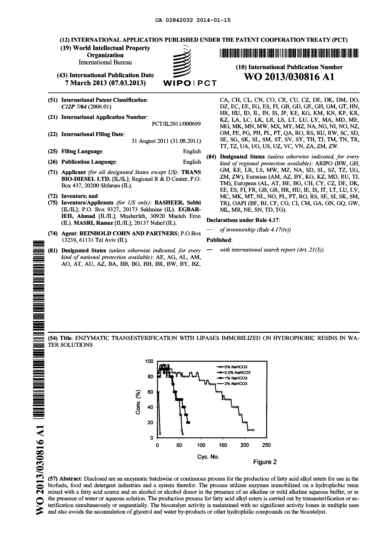 Document de brevet canadien 2842032. Abrégé 20131215. Image 1 de 1