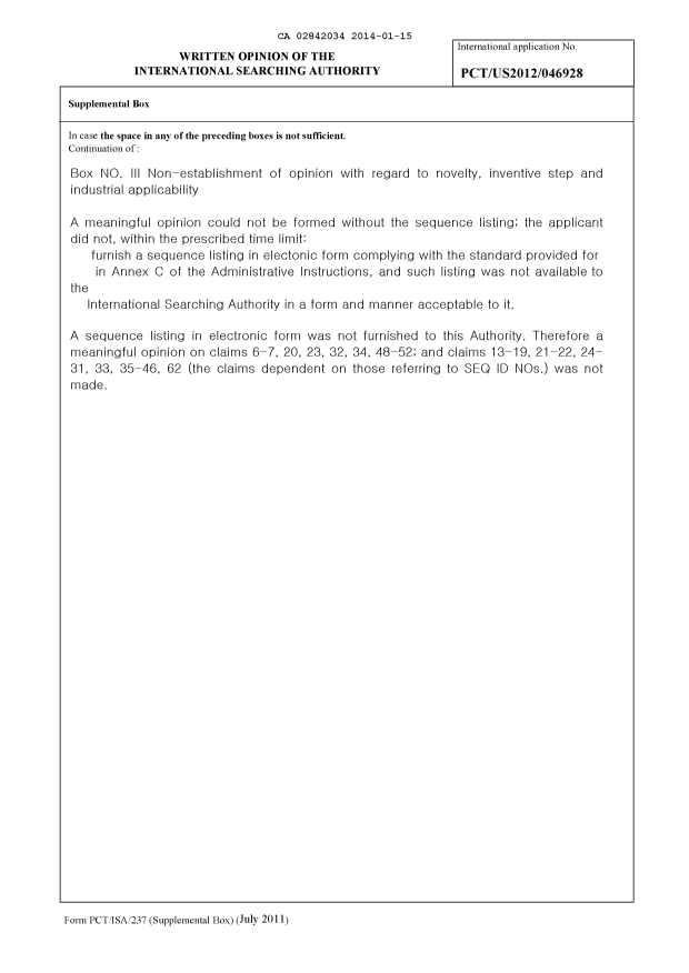Document de brevet canadien 2842034. PCT 20140115. Image 20 de 20