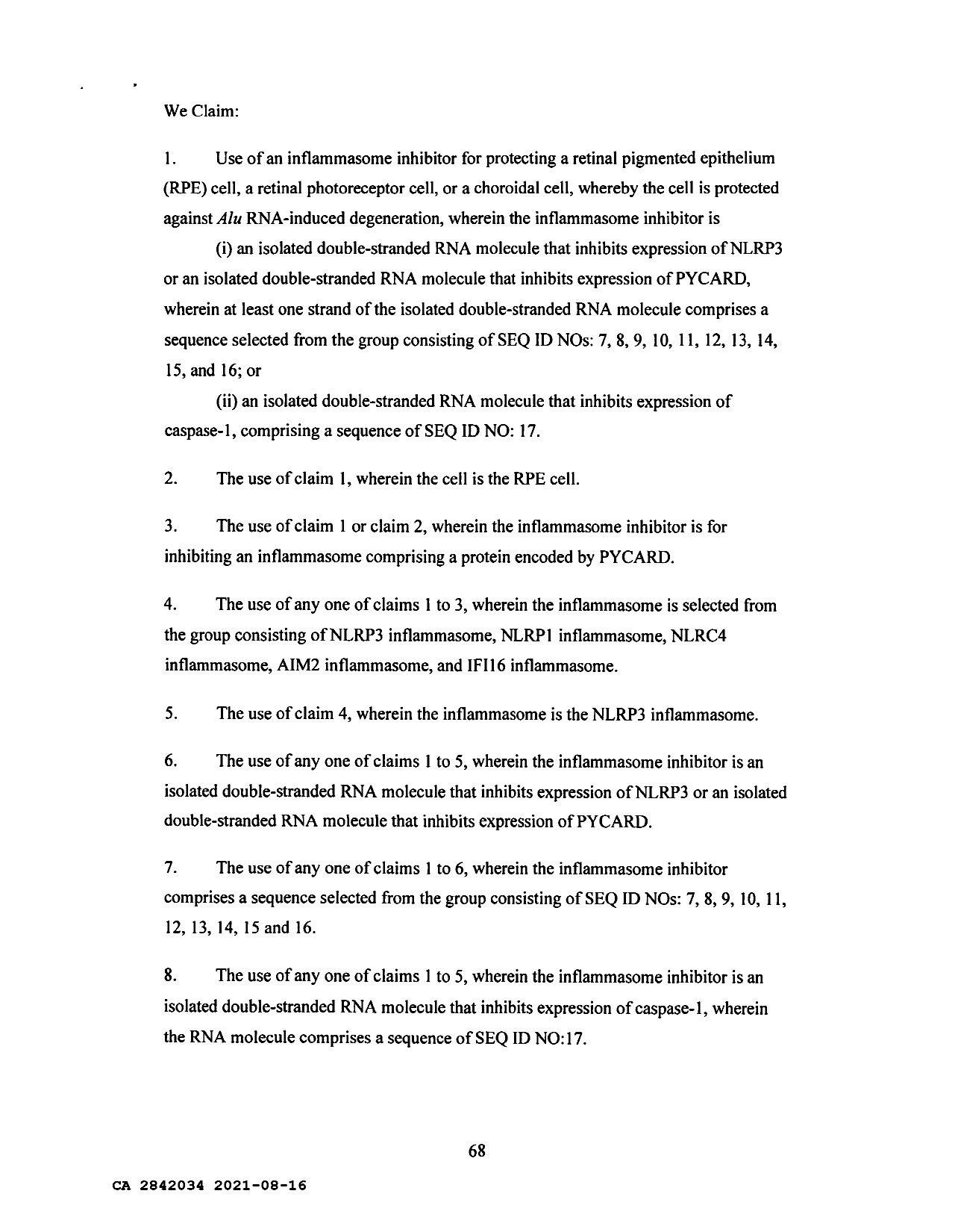 Document de brevet canadien 2842034. Revendications 20210816. Image 1 de 4