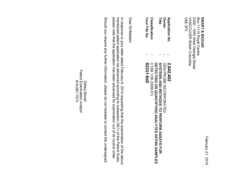 Document de brevet canadien 2842402. Poursuite-Amendment 20140221. Image 1 de 1