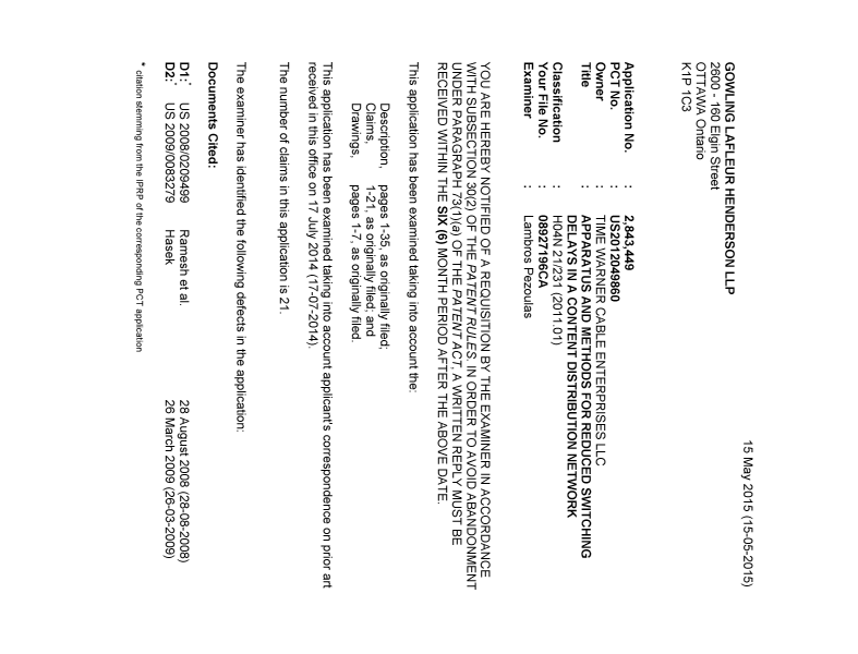 Document de brevet canadien 2843449. Poursuite-Amendment 20150515. Image 1 de 4