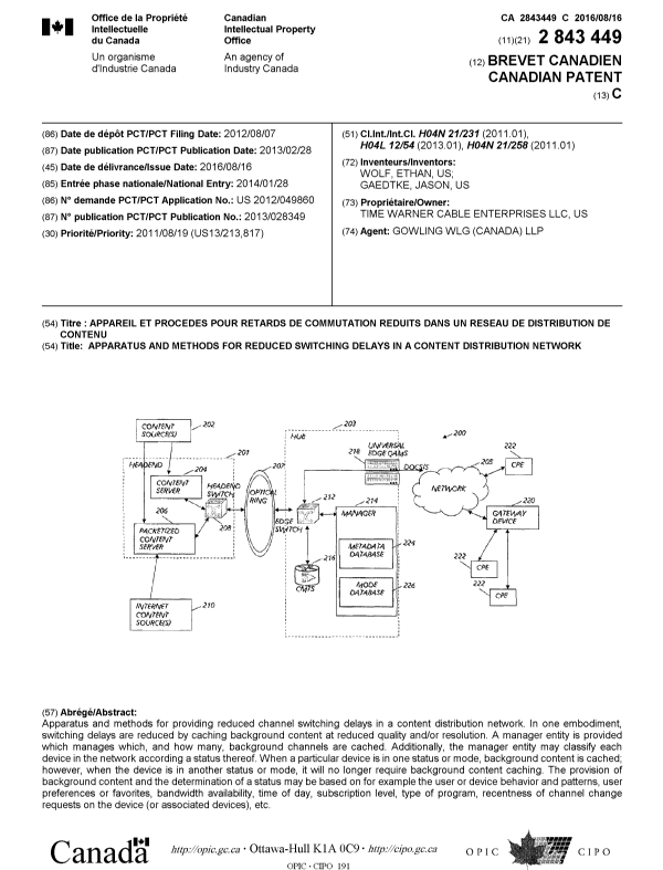 Document de brevet canadien 2843449. Page couverture 20160708. Image 1 de 1