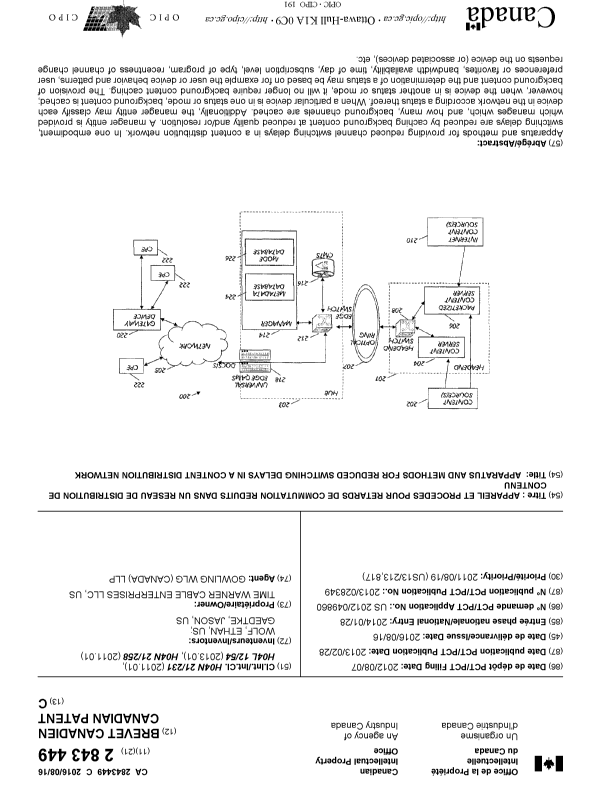 Canadian Patent Document 2843449. Cover Page 20160708. Image 1 of 1