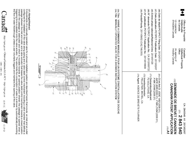 Canadian Patent Document 2843540. Cover Page 20140313. Image 1 of 1