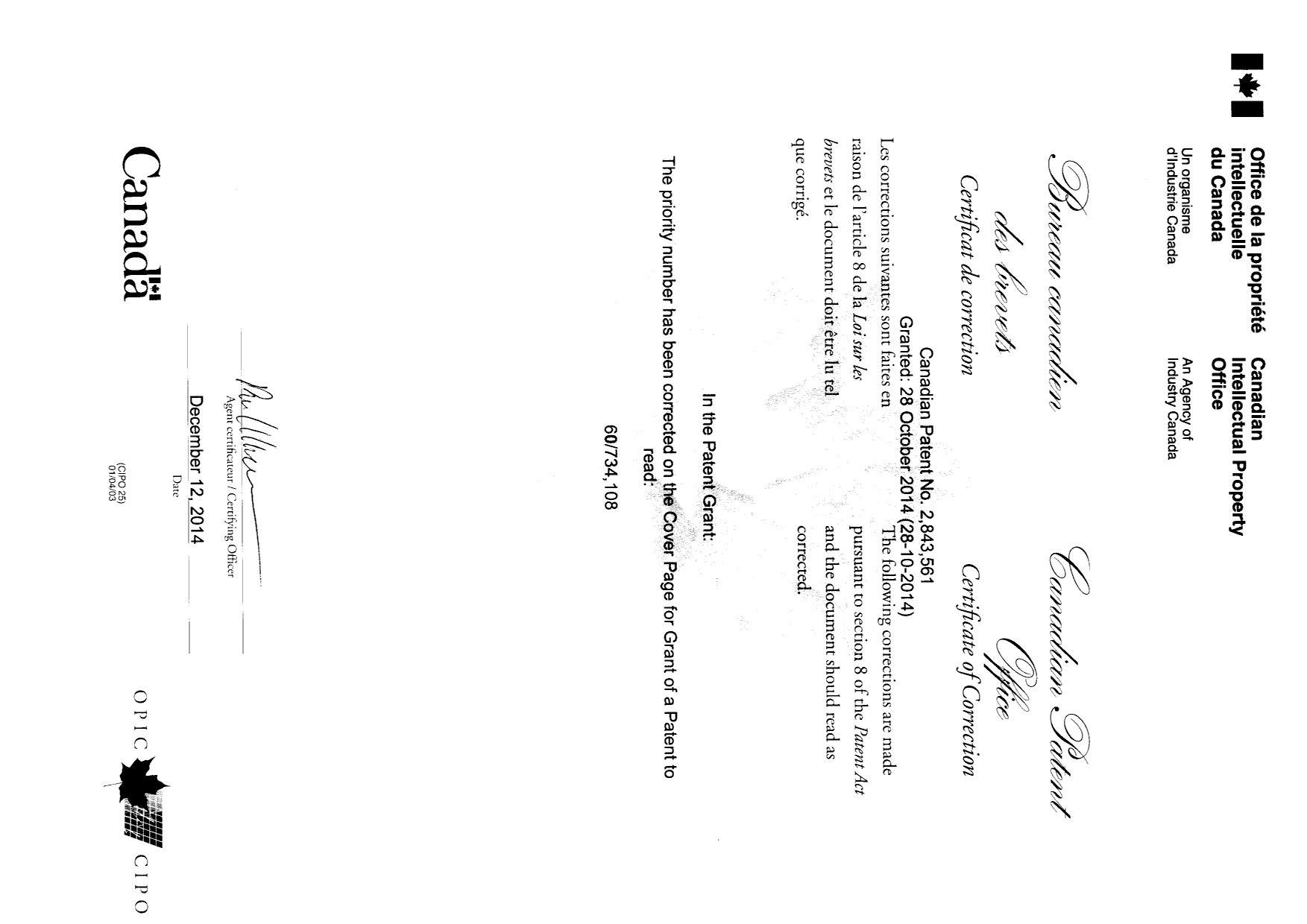 Canadian Patent Document 2843561. Cover Page 20131212. Image 2 of 2