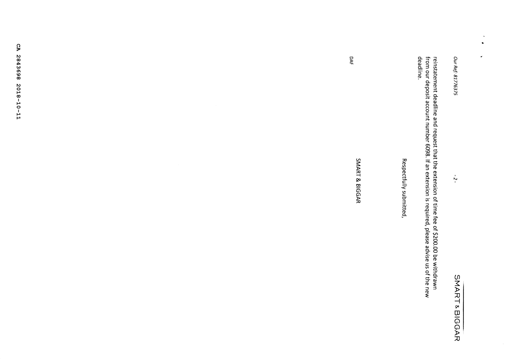 Canadian Patent Document 2843698. Correspondence 20171211. Image 2 of 2