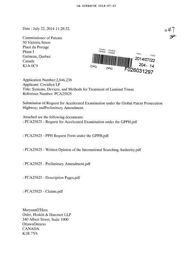 Document de brevet canadien 2846238. Poursuite-Amendment 20131222. Image 1 de 40