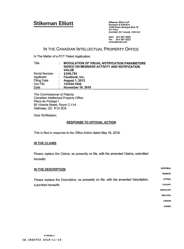 Document de brevet canadien 2846753. Modification 20181119. Image 2 de 34