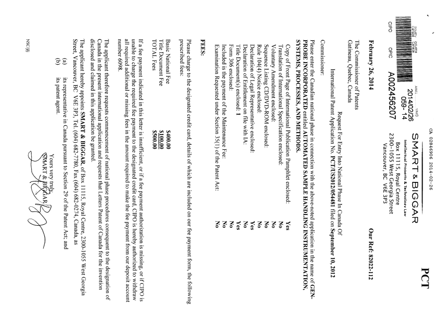 Document de brevet canadien 2846906. Cession 20140226. Image 1 de 4