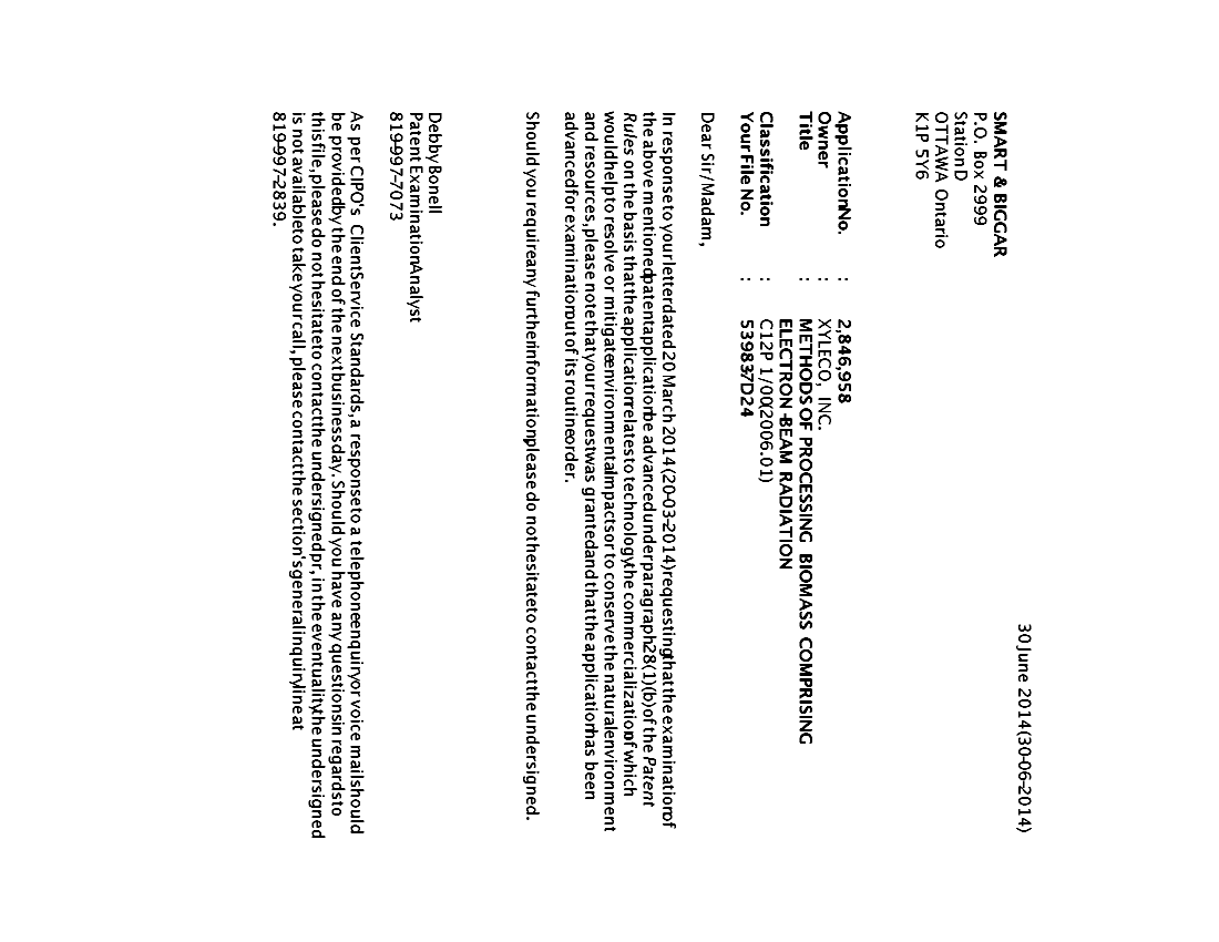 Document de brevet canadien 2846958. Poursuite-Amendment 20131230. Image 1 de 1