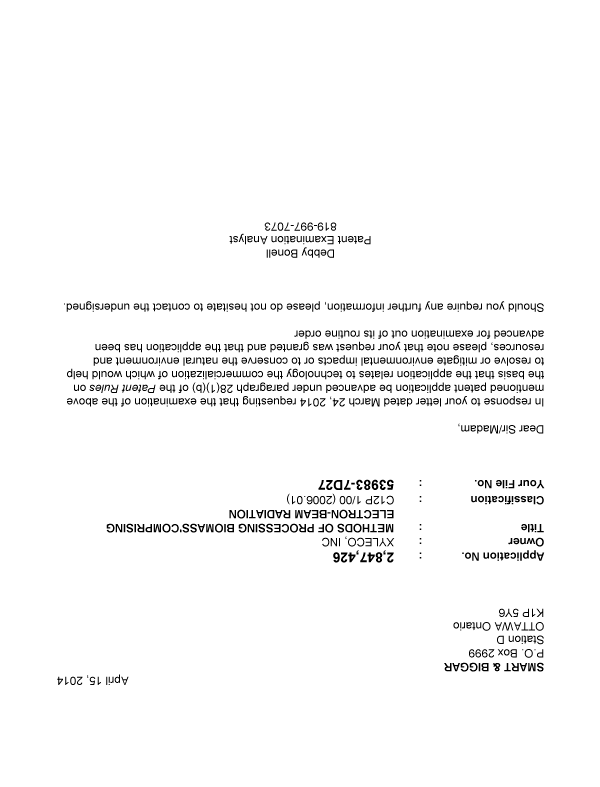 Canadian Patent Document 2847426. Prosecution-Amendment 20131215. Image 1 of 1