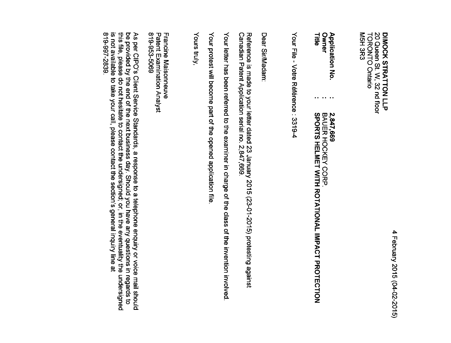 Document de brevet canadien 2847669. Poursuite-Amendment 20141204. Image 1 de 1