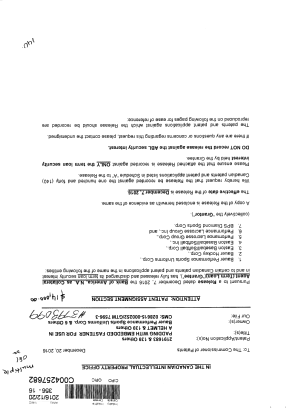Canadian Patent Document 2847669. Assignment 20151220. Image 1 of 26