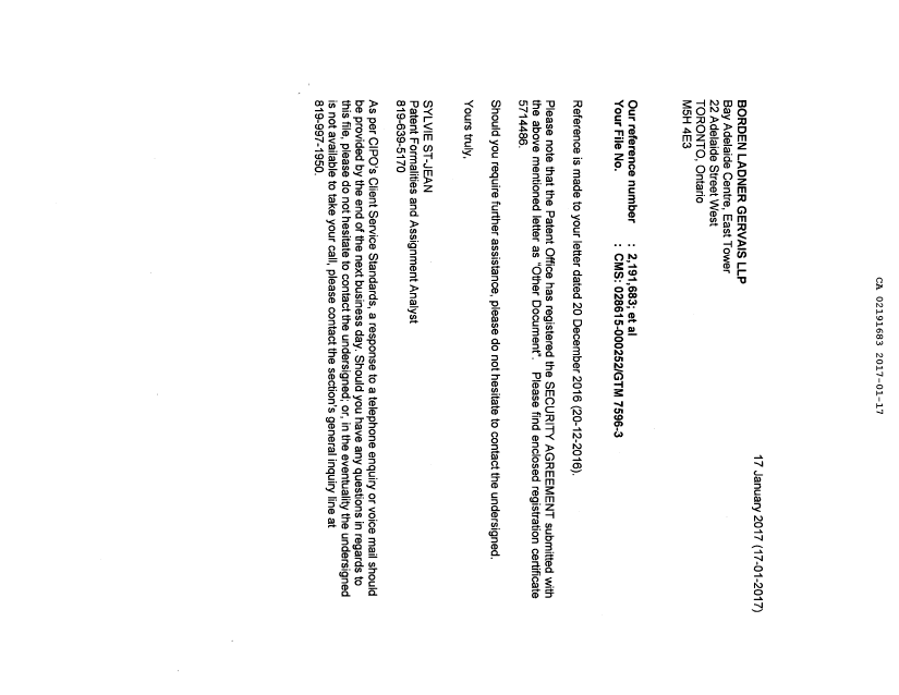 Canadian Patent Document 2847669. Correspondence 20161217. Image 1 of 11