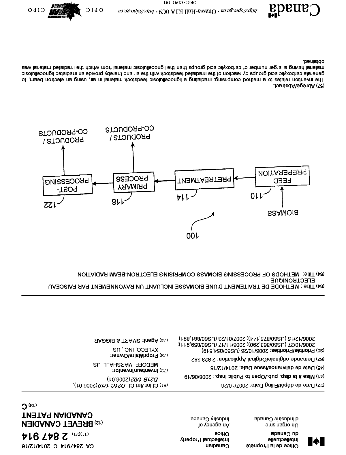 Document de brevet canadien 2847914. Page couverture 20131203. Image 1 de 1