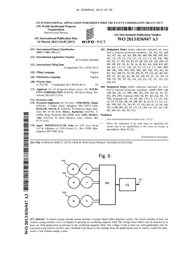 Document de brevet canadien 2848040. PCT 20140306. Image 1 de 13