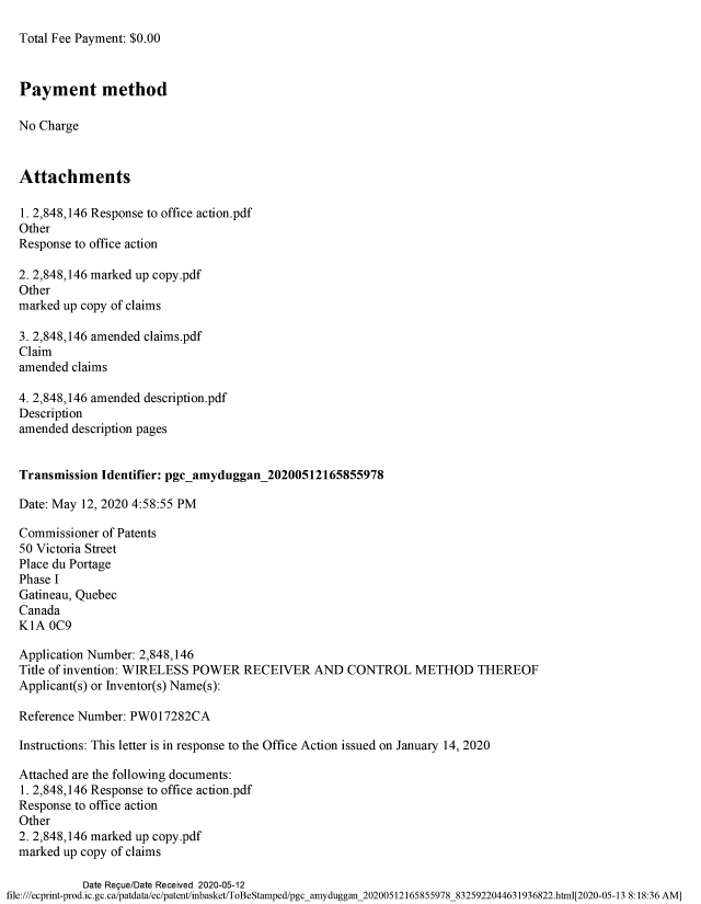 Document de brevet canadien 2848146. Modification 20200512. Image 2 de 24