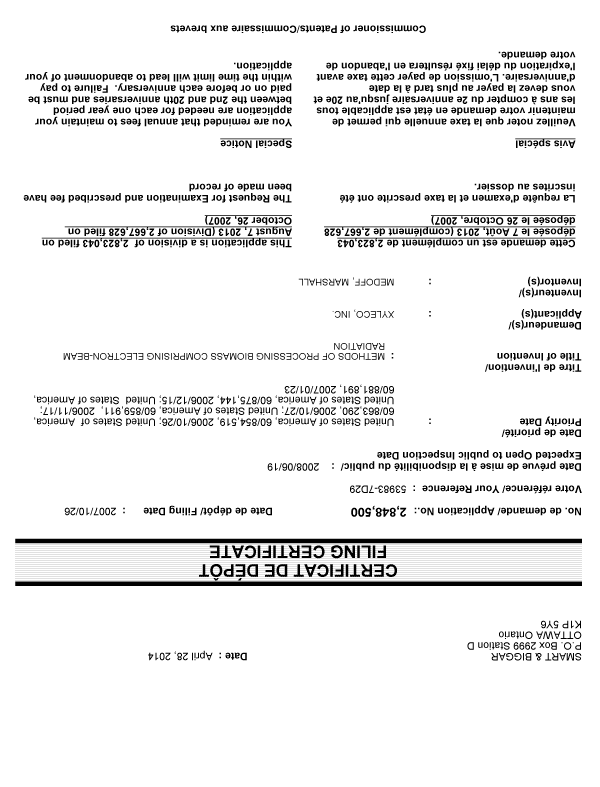 Canadian Patent Document 2848500. Correspondence 20131228. Image 1 of 1