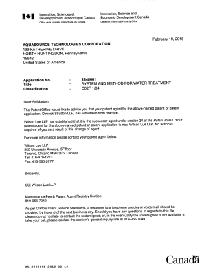 Canadian Patent Document 2848661. Office Letter 20180219. Image 1 of 1
