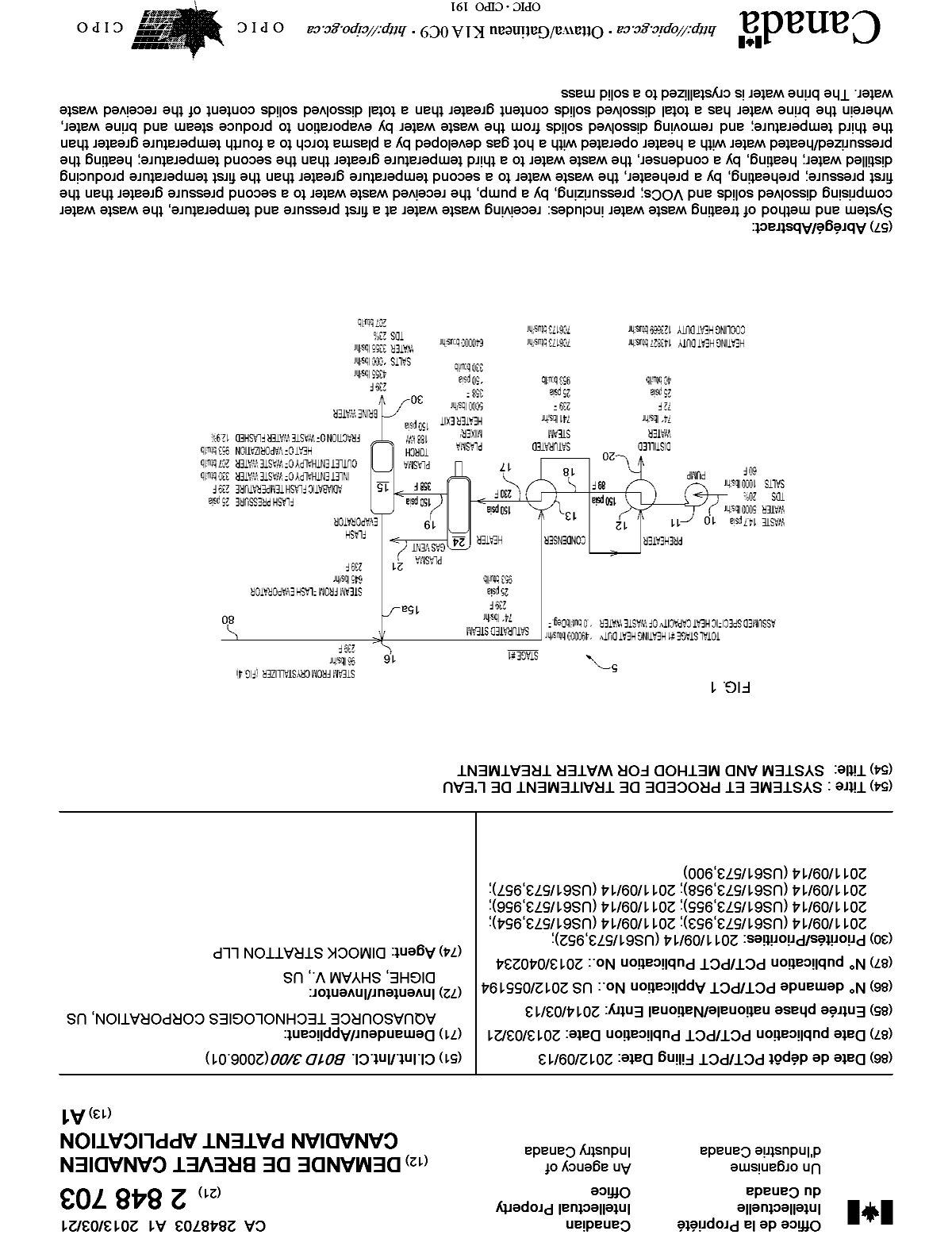 Document de brevet canadien 2848703. Page couverture 20131228. Image 1 de 1