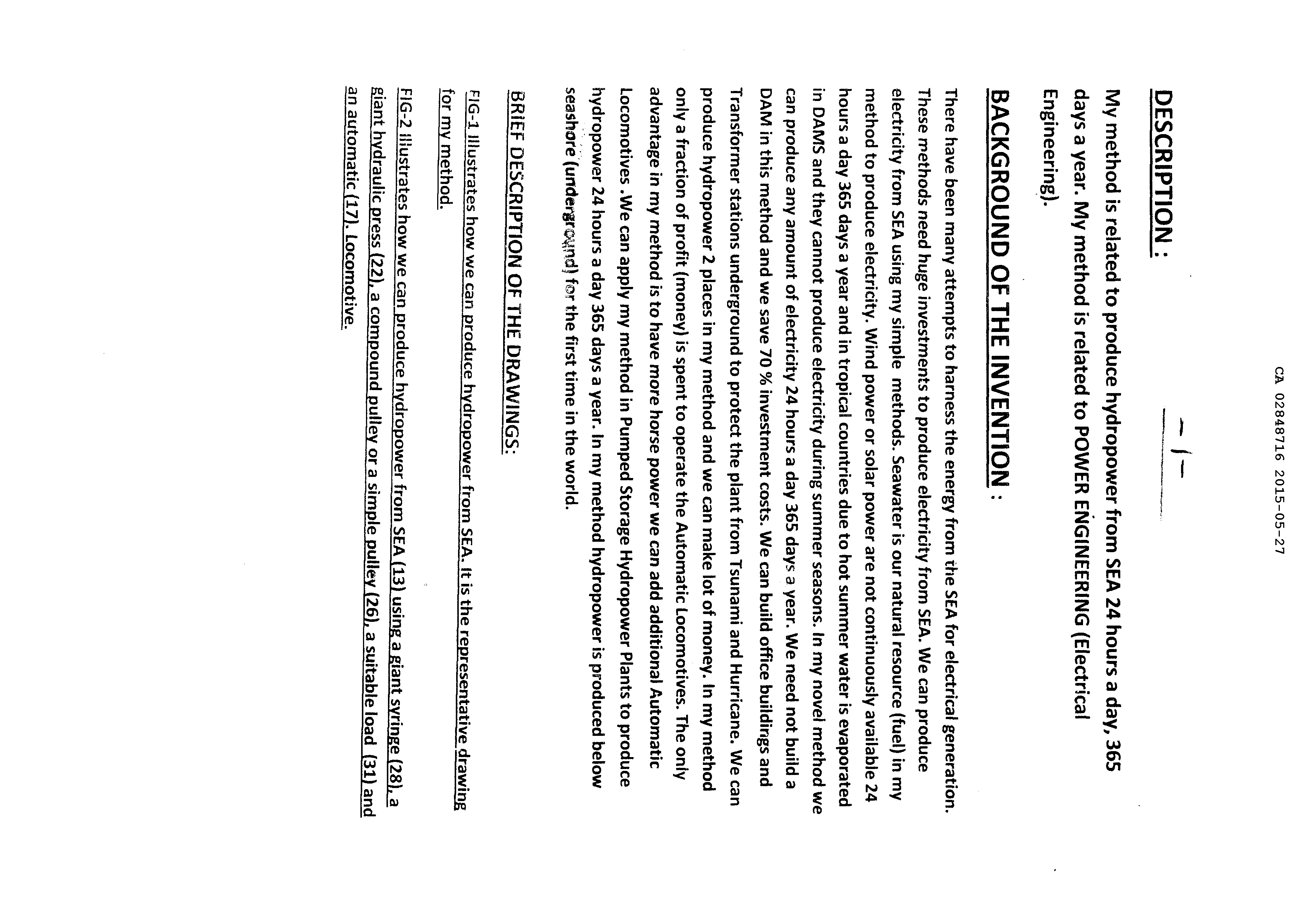 Document de brevet canadien 2848716. Description 20141227. Image 1 de 4