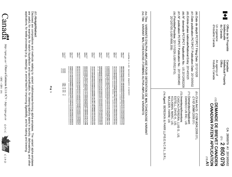 Document de brevet canadien 2850079. Page couverture 20140515. Image 1 de 1