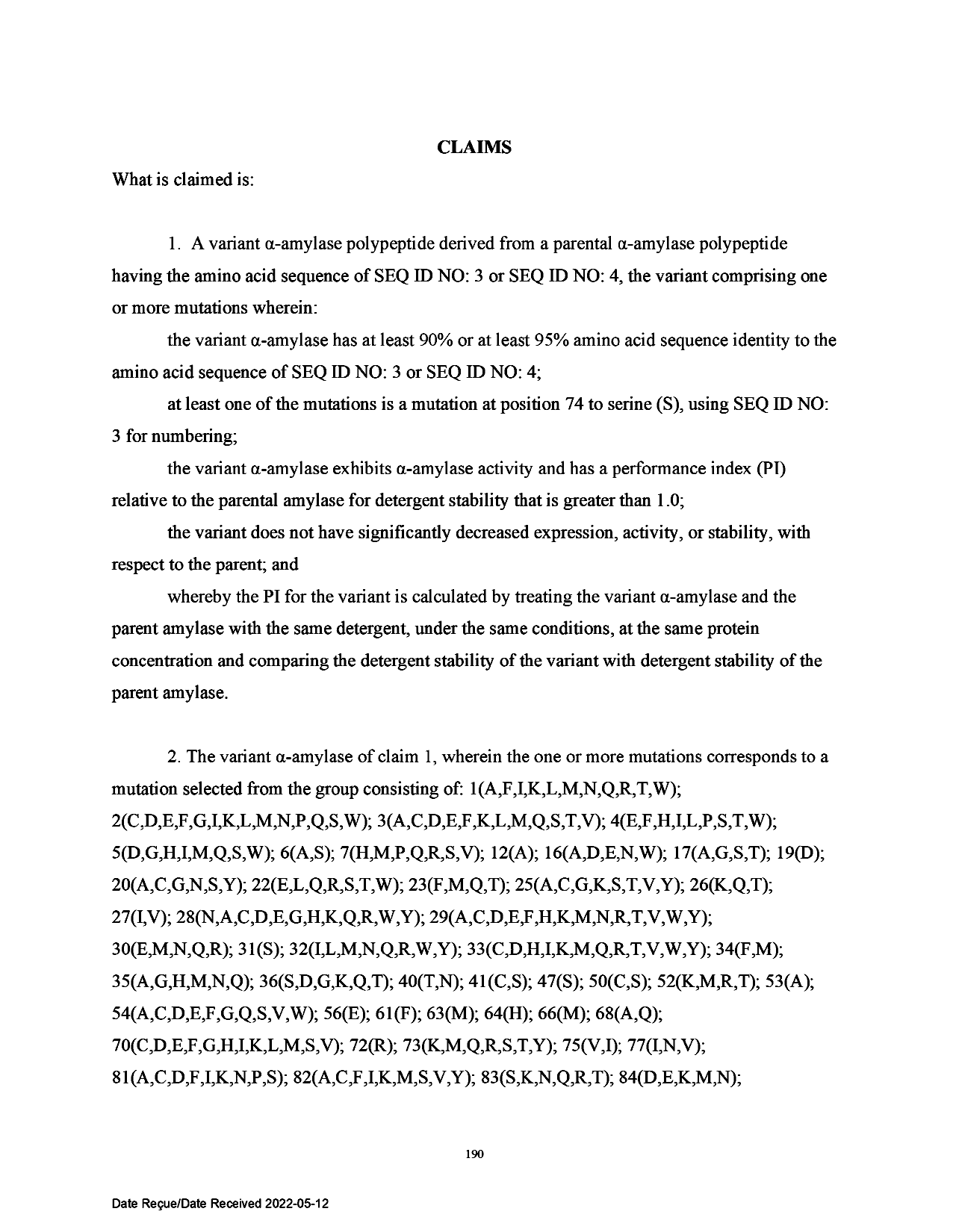 Document de brevet canadien 2850079. Revendications 20220512. Image 1 de 9