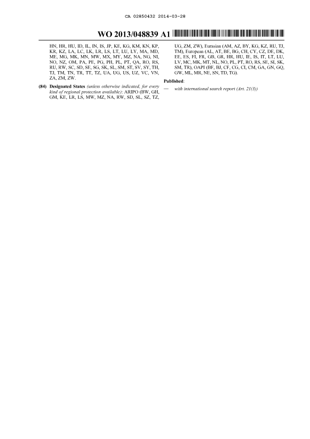Document de brevet canadien 2850432. Abrégé 20140328. Image 2 de 2