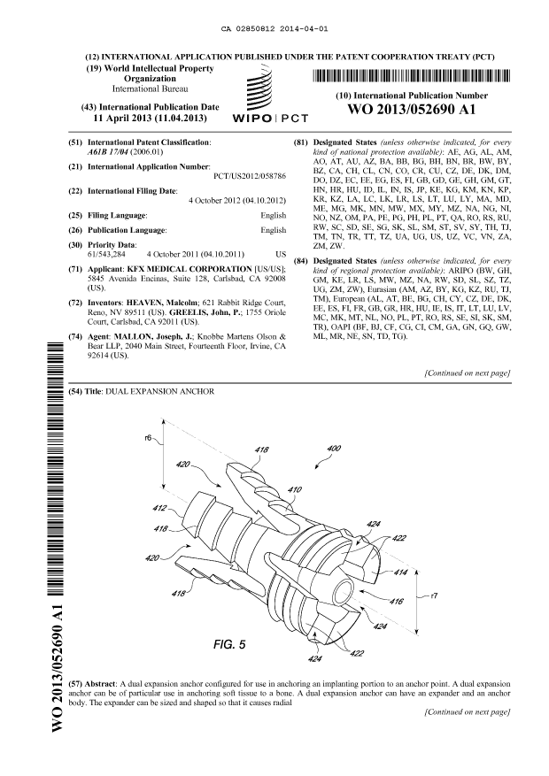 Document de brevet canadien 2850812. Abrégé 20140401. Image 1 de 2