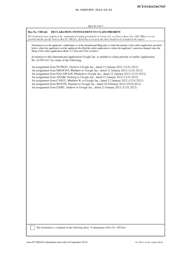 Document de brevet canadien 2850959. PCT 20140402. Image 5 de 5