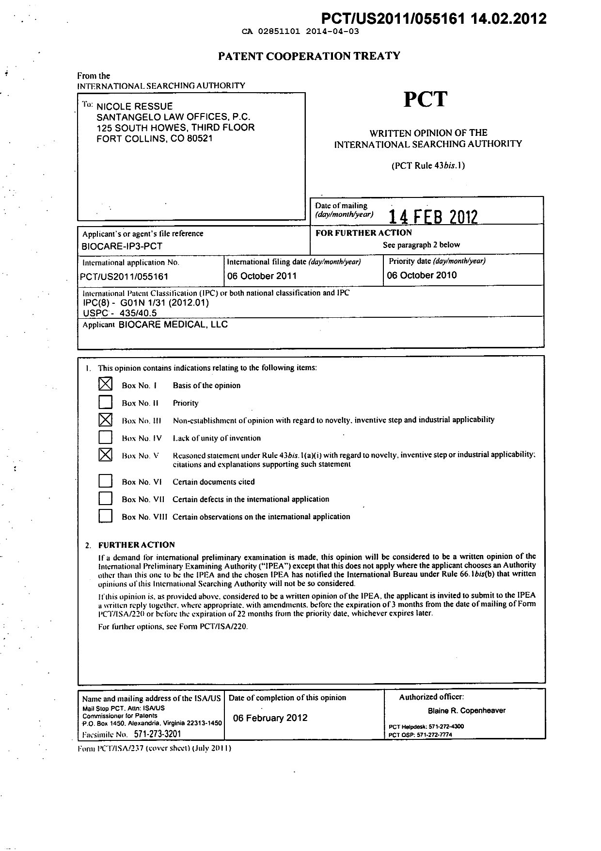 Document de brevet canadien 2851101. PCT 20131203. Image 2 de 14