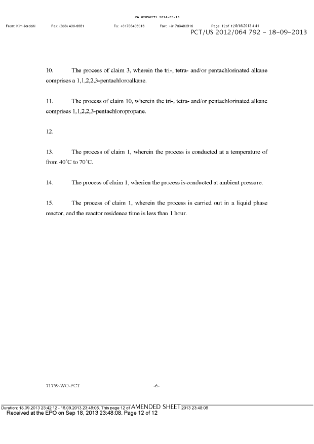 Document de brevet canadien 2856271. Revendications 20140516. Image 2 de 2